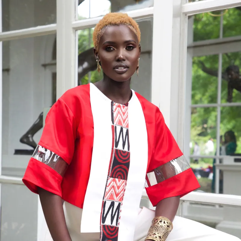 Satin asymmetrical crop top sold by Folklore Shop