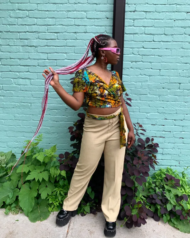 SAKUMONO WRAP TOP | MARBLE sold by Folklore Shop