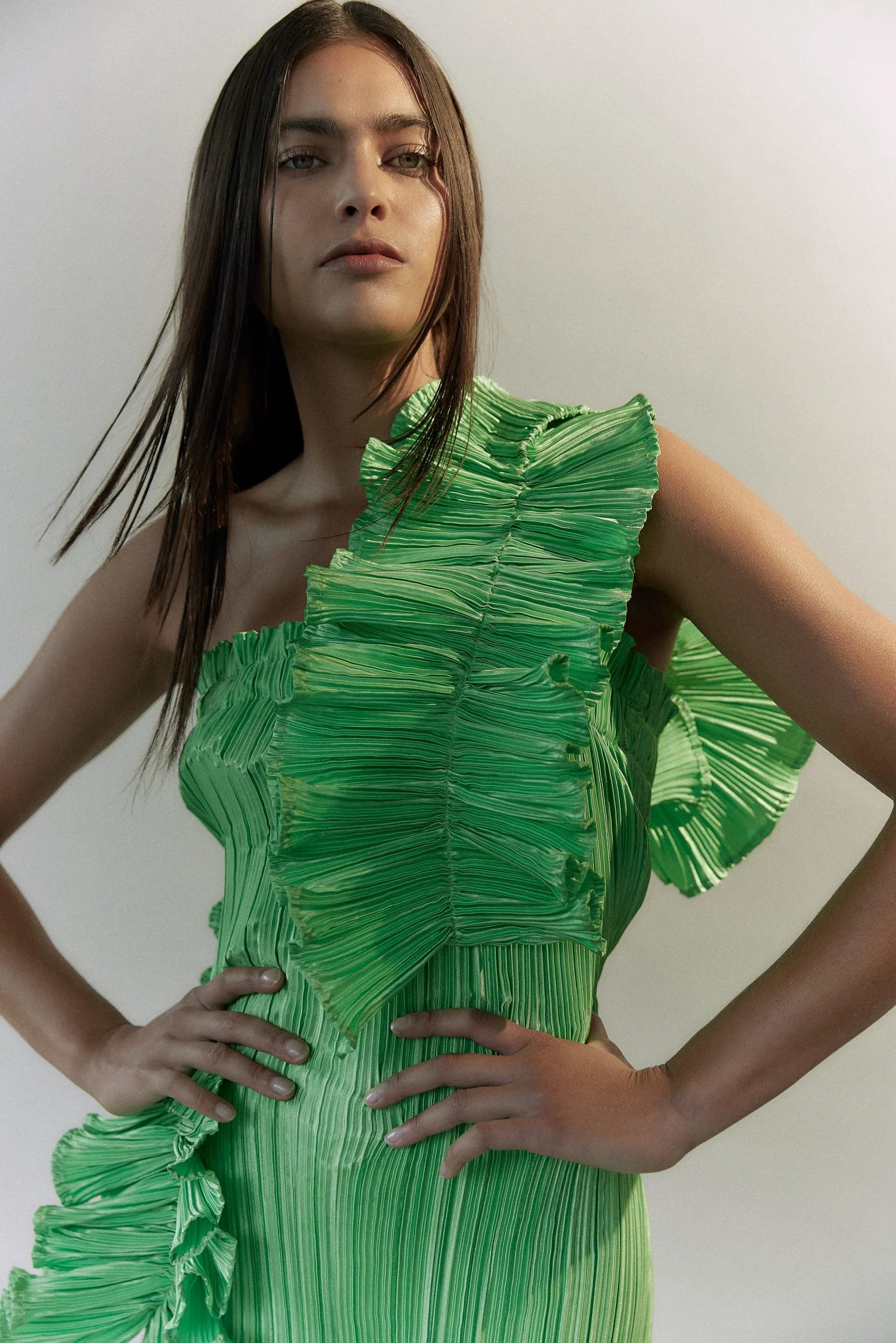 Elegant One-Shoulder Midi ‘Noelle” Dress sold by Folklore Shop