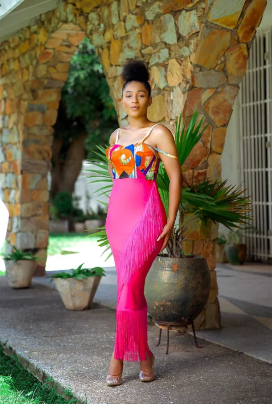 Embroidered fringed dress sold by Folklore Shop