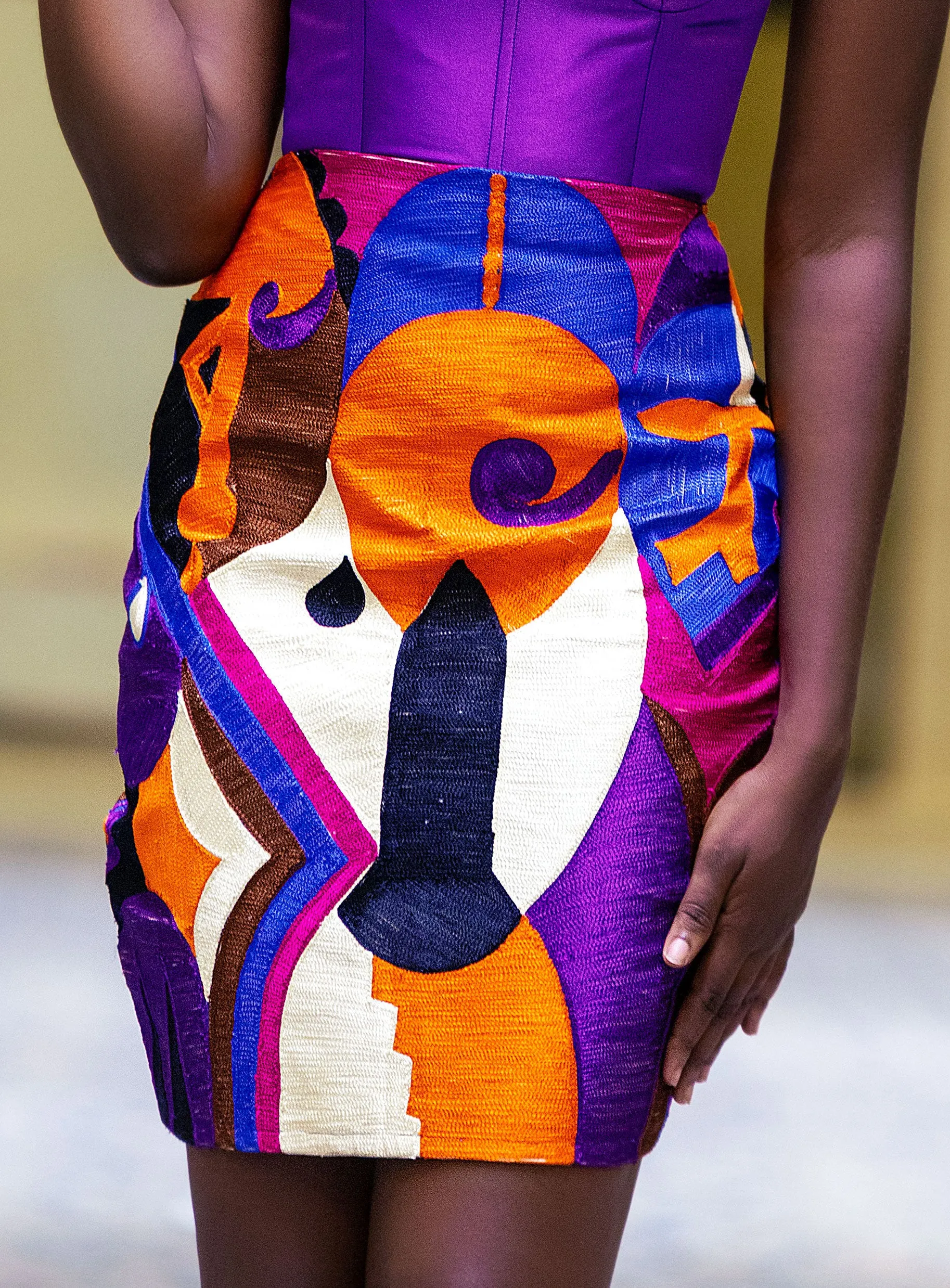 Full Embroidered mini skirt sold by Folklore Shop