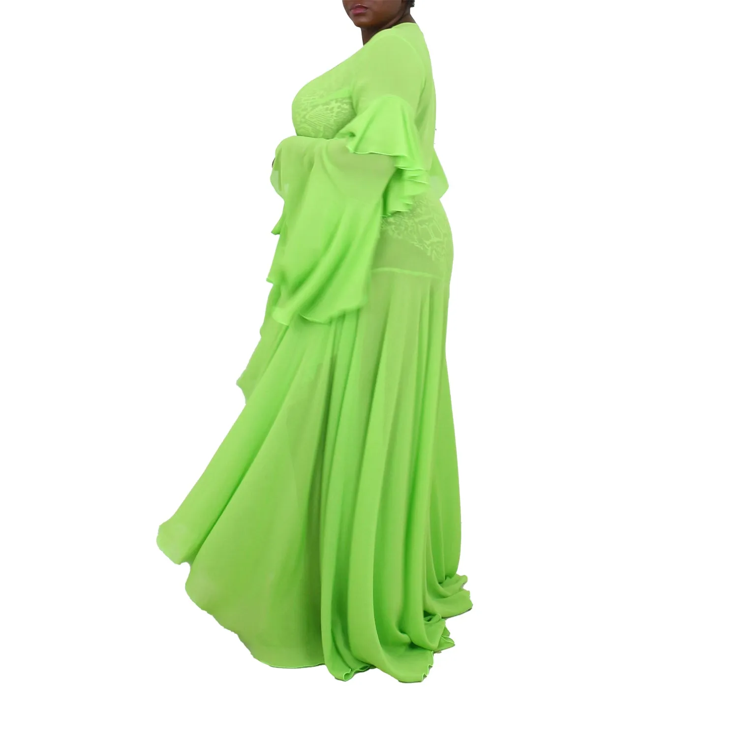 Korinne Deluxe Kaftan-Neon Green sold by Folklore Shop product image thumbnail 3
