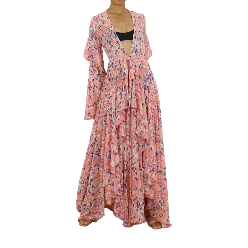 Korinne Deluxe Kaftan -Orange Diamond Print sold by Folklore Shop