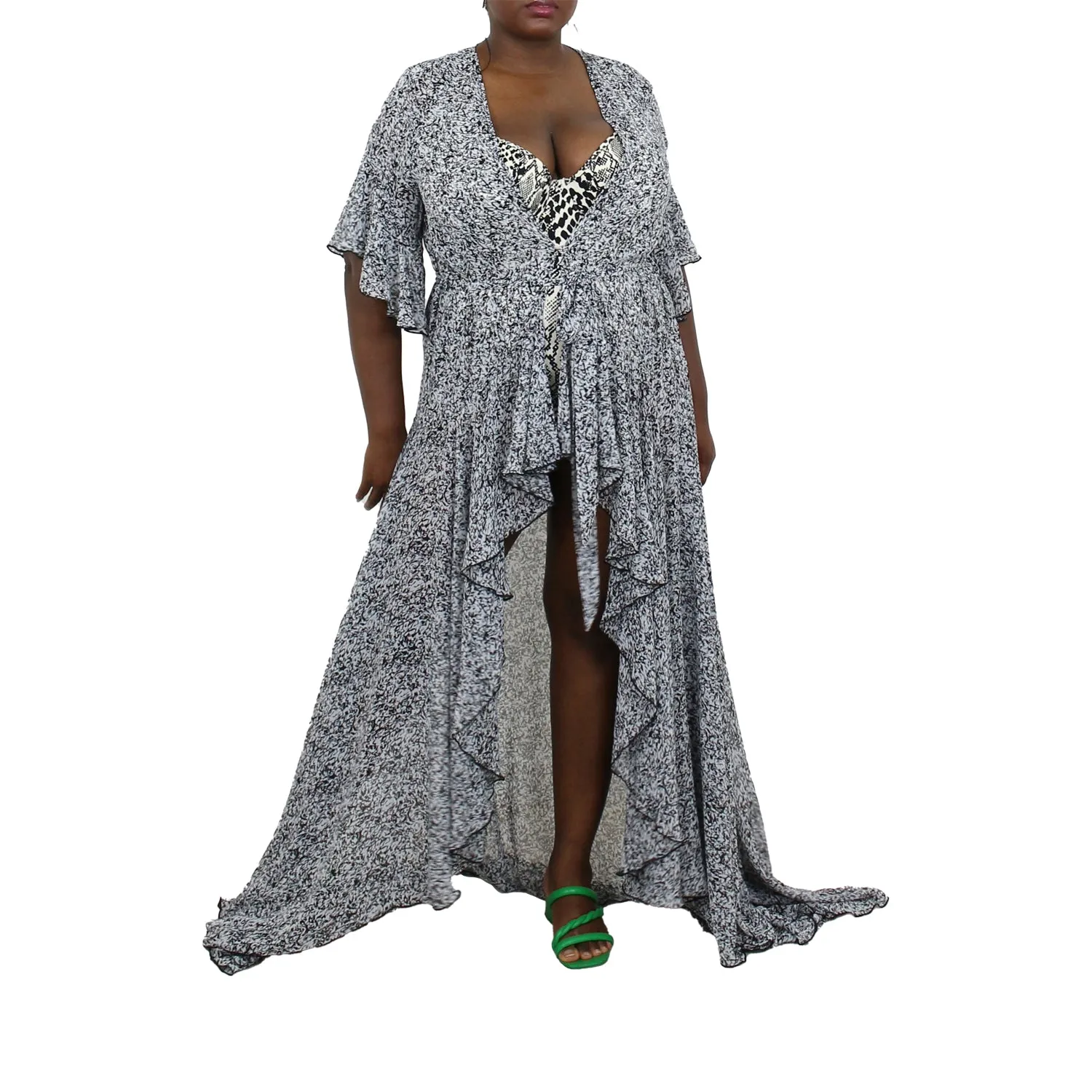Korinne Standard Kaftan-Black & White Abstract Print sold by Folklore Shop product image thumbnail 2