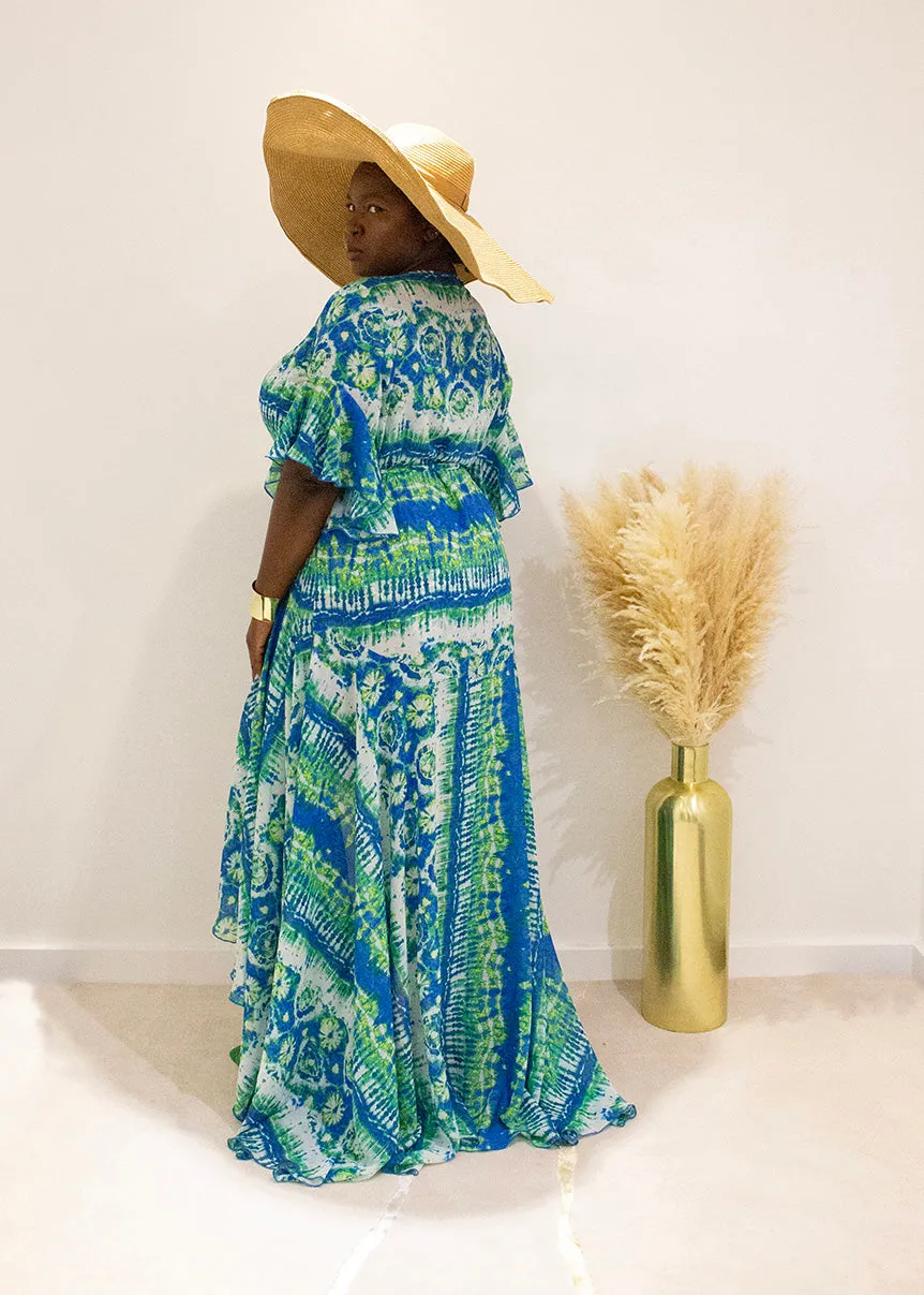 Korinne Standard Kaftan-Blue & Green Batik Print sold by Folklore Shop product image thumbnail 3
