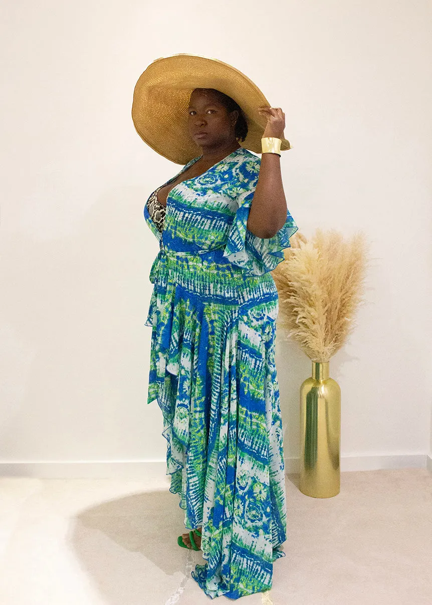 Korinne Standard Kaftan-Blue & Green Batik Print sold by Folklore Shop product image thumbnail 2