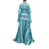Korinne Deluxe Kaftan With Neck Tie-Blue & Green Batik Print sold by Folklore Shop
