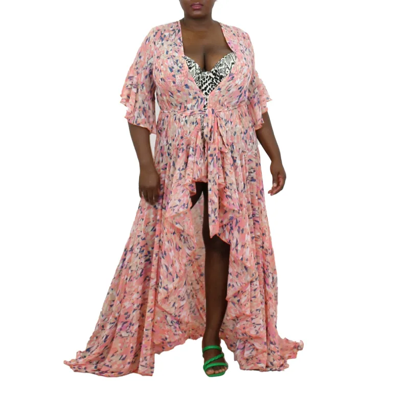 Korinne Standard Kaftan-Orange Diamond Print sold by Folklore Shop