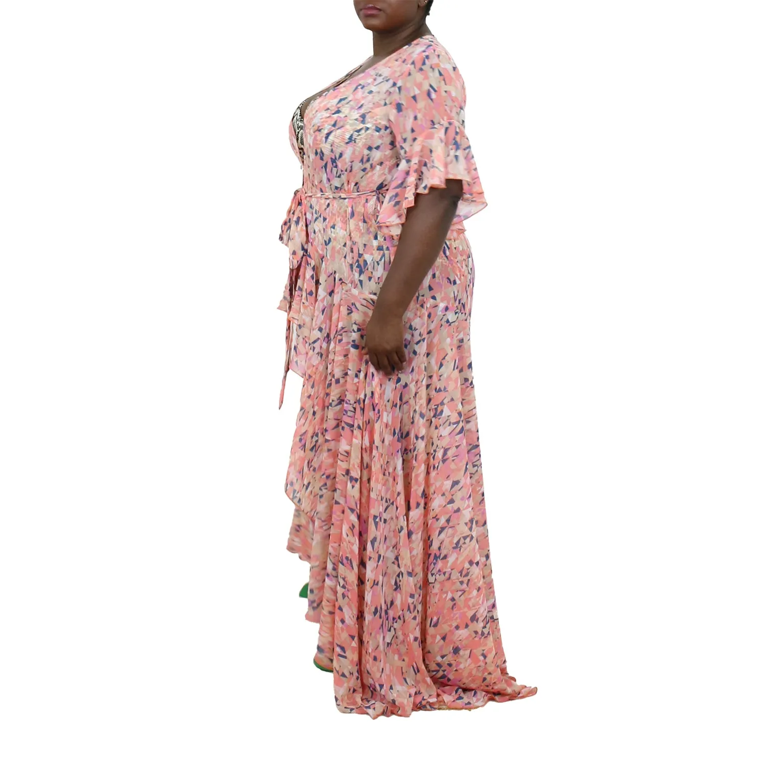 Korinne Standard Kaftan-Orange Diamond Print sold by Folklore Shop product image thumbnail 4