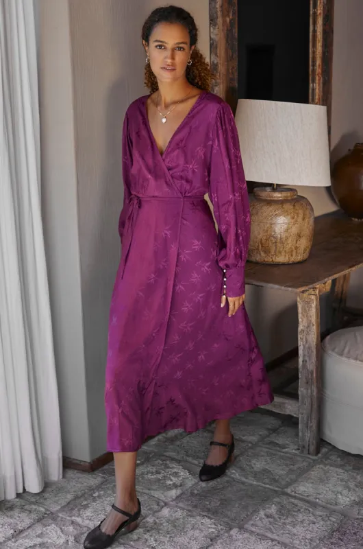 Isabella Long Sleeve Wrap Dress - Pearl Violet sold by Folklore Shop