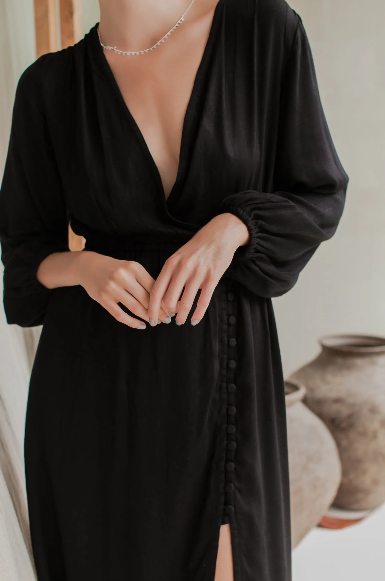 Greta Long Sleeve Midi Dress - Black sold by Folklore Shop product image thumbnail 4