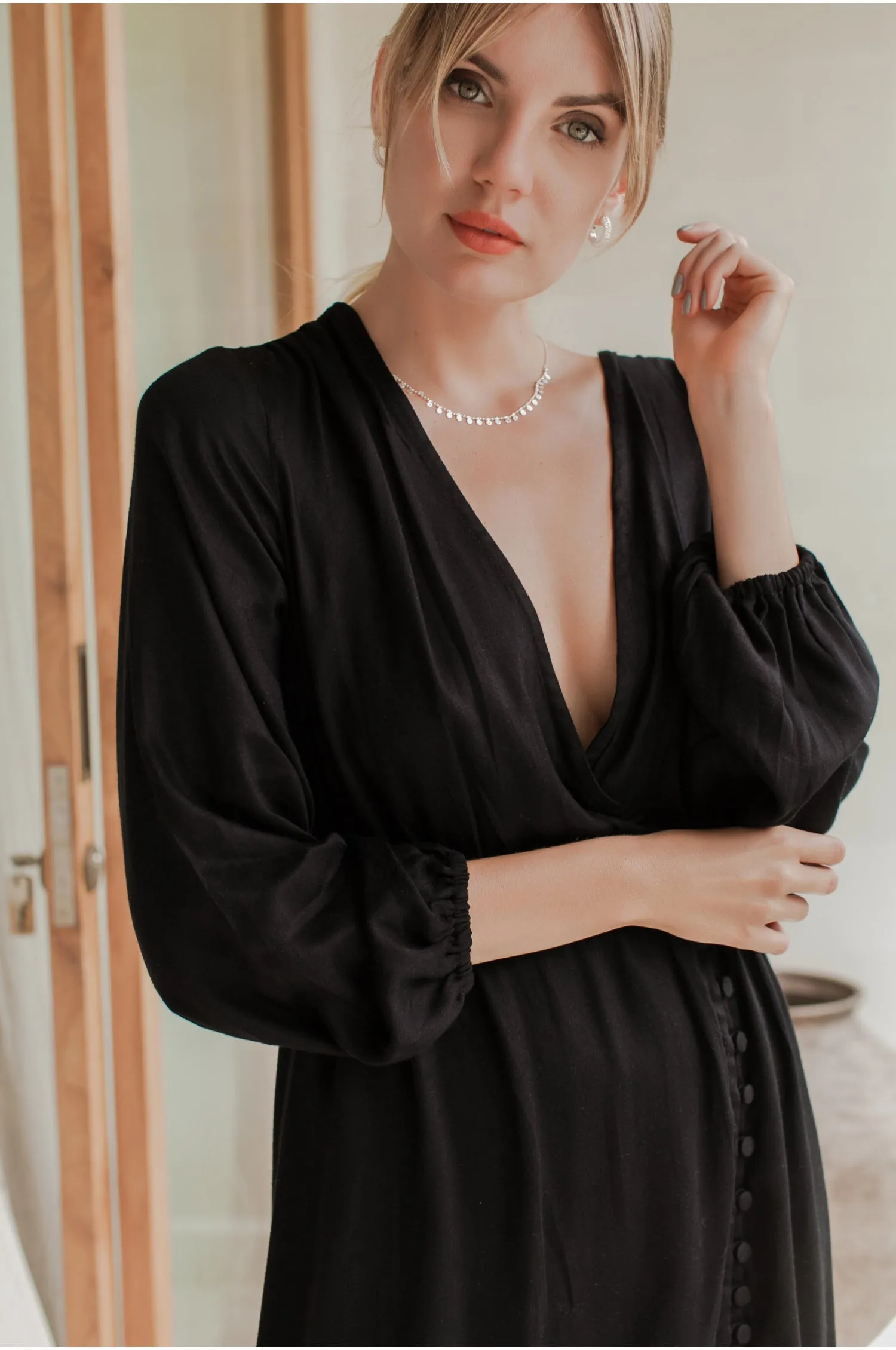 Greta Long Sleeve Midi Dress - Black sold by Folklore Shop product image thumbnail 2