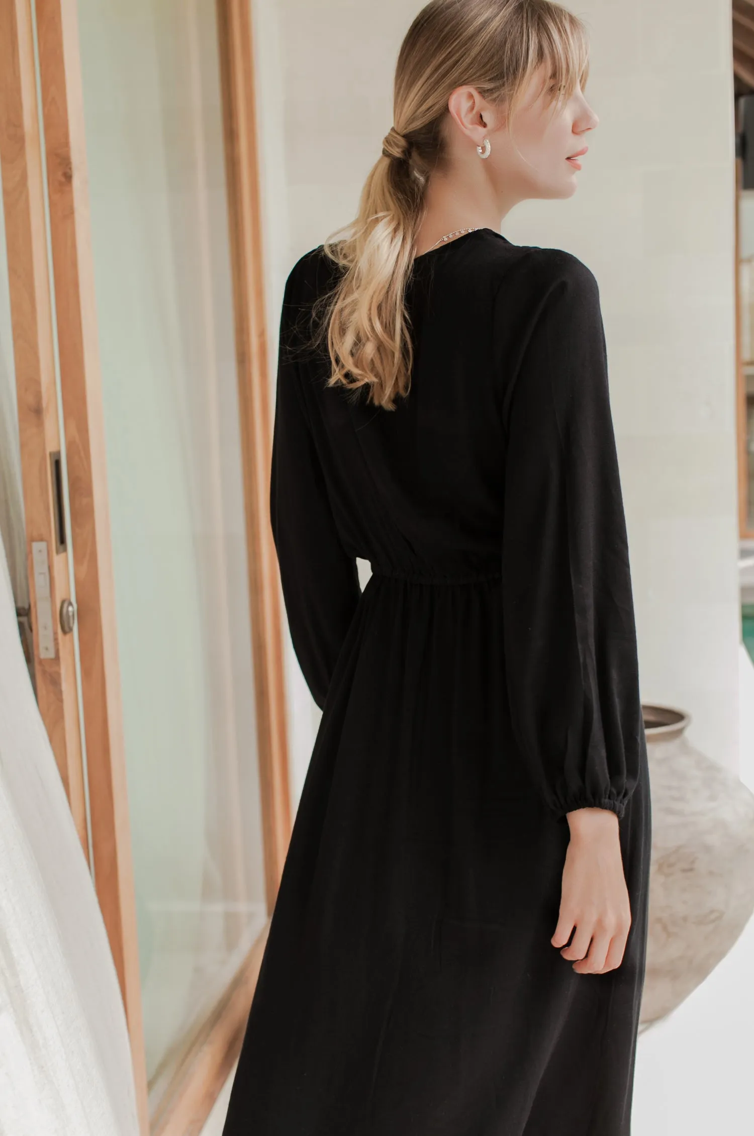 Greta Long Sleeve Midi Dress - Black sold by Folklore Shop product image thumbnail 3