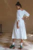 Freya Smocked Linen Midi Dress - White sold by Folklore Shop