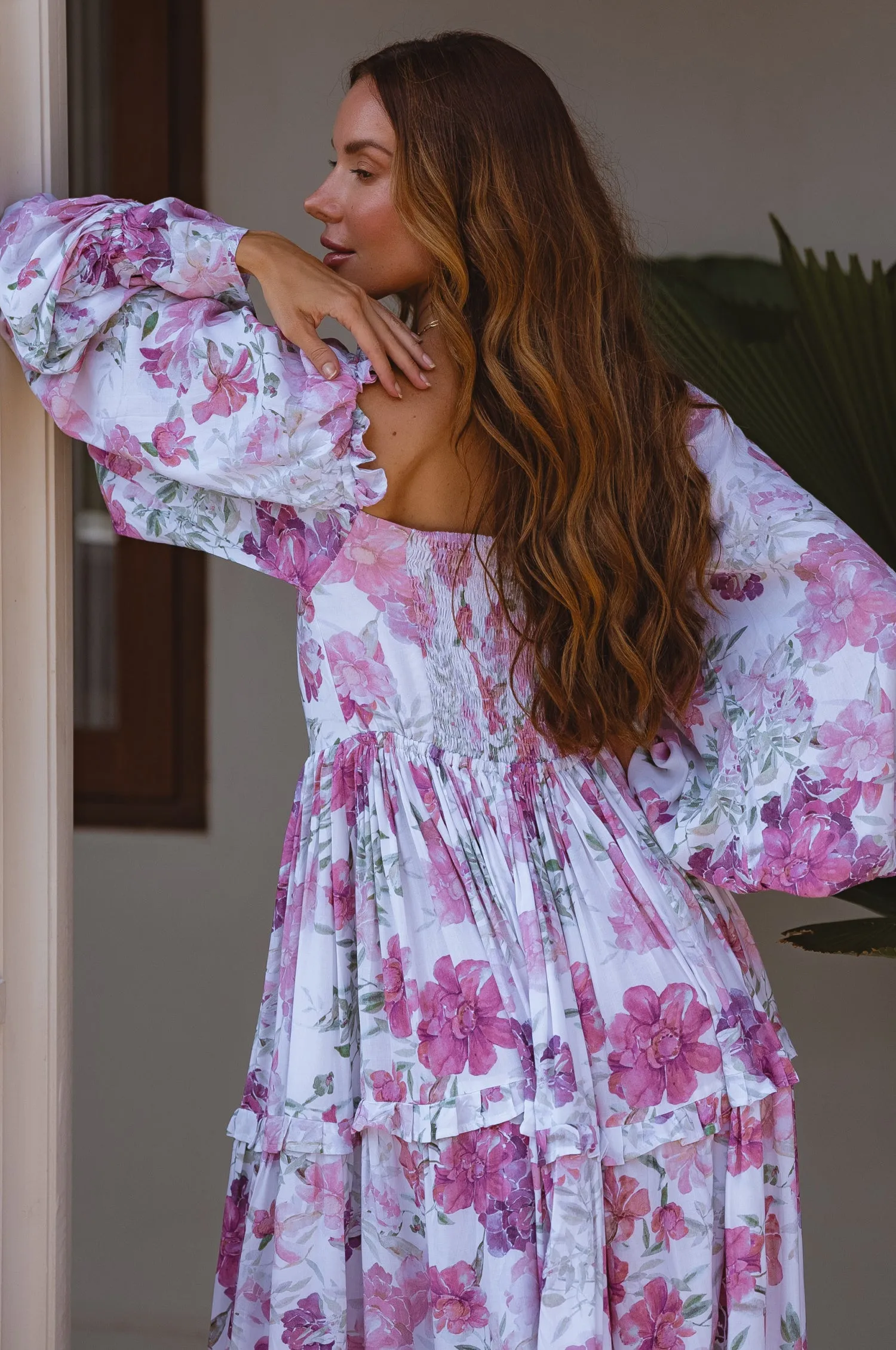 Floriana Long Sleeve Midi Dress - Rose Peony sold by Folklore Shop product image thumbnail 5