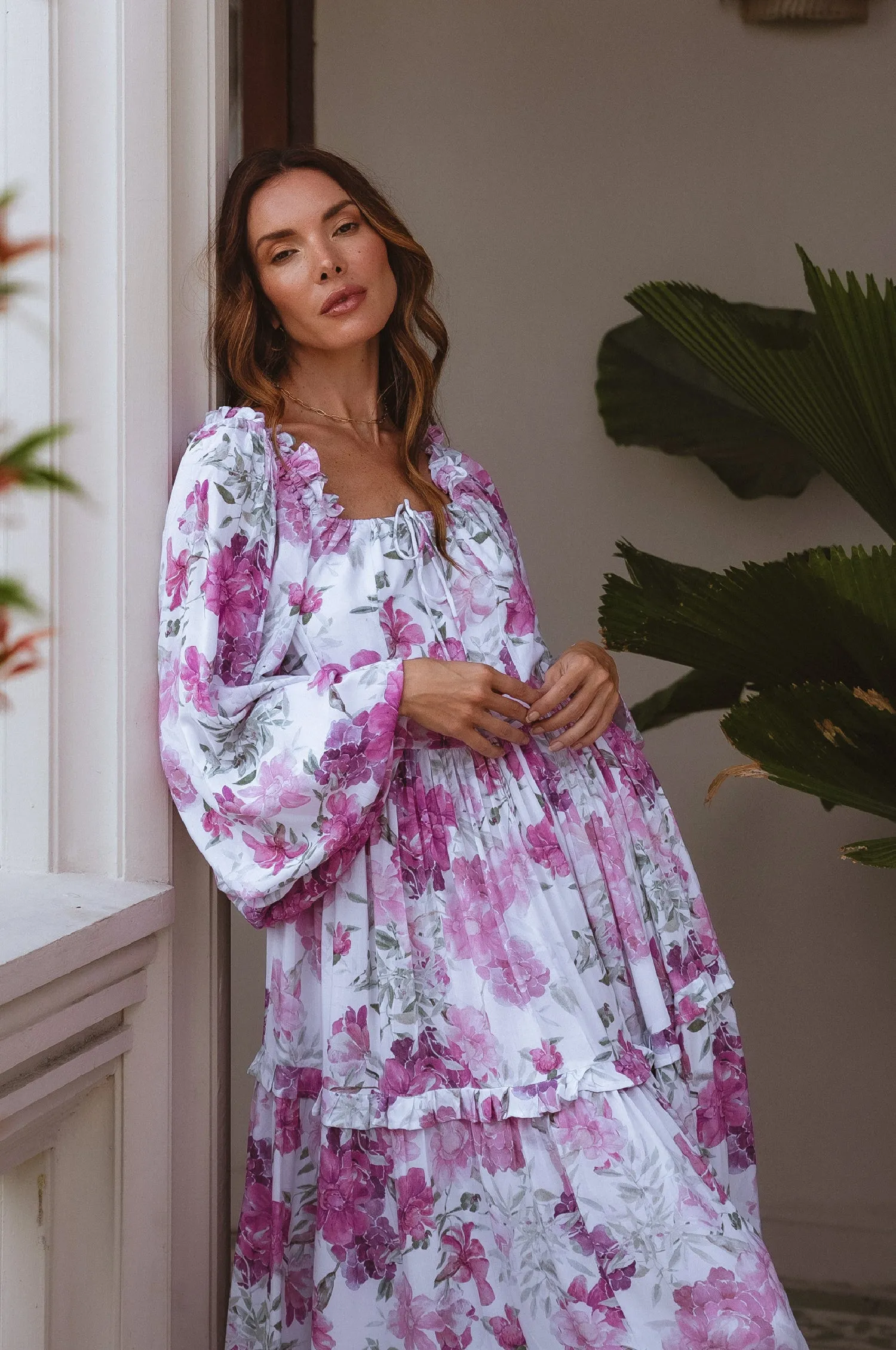 Floriana Long Sleeve Midi Dress - Rose Peony sold by Folklore Shop product image thumbnail 2