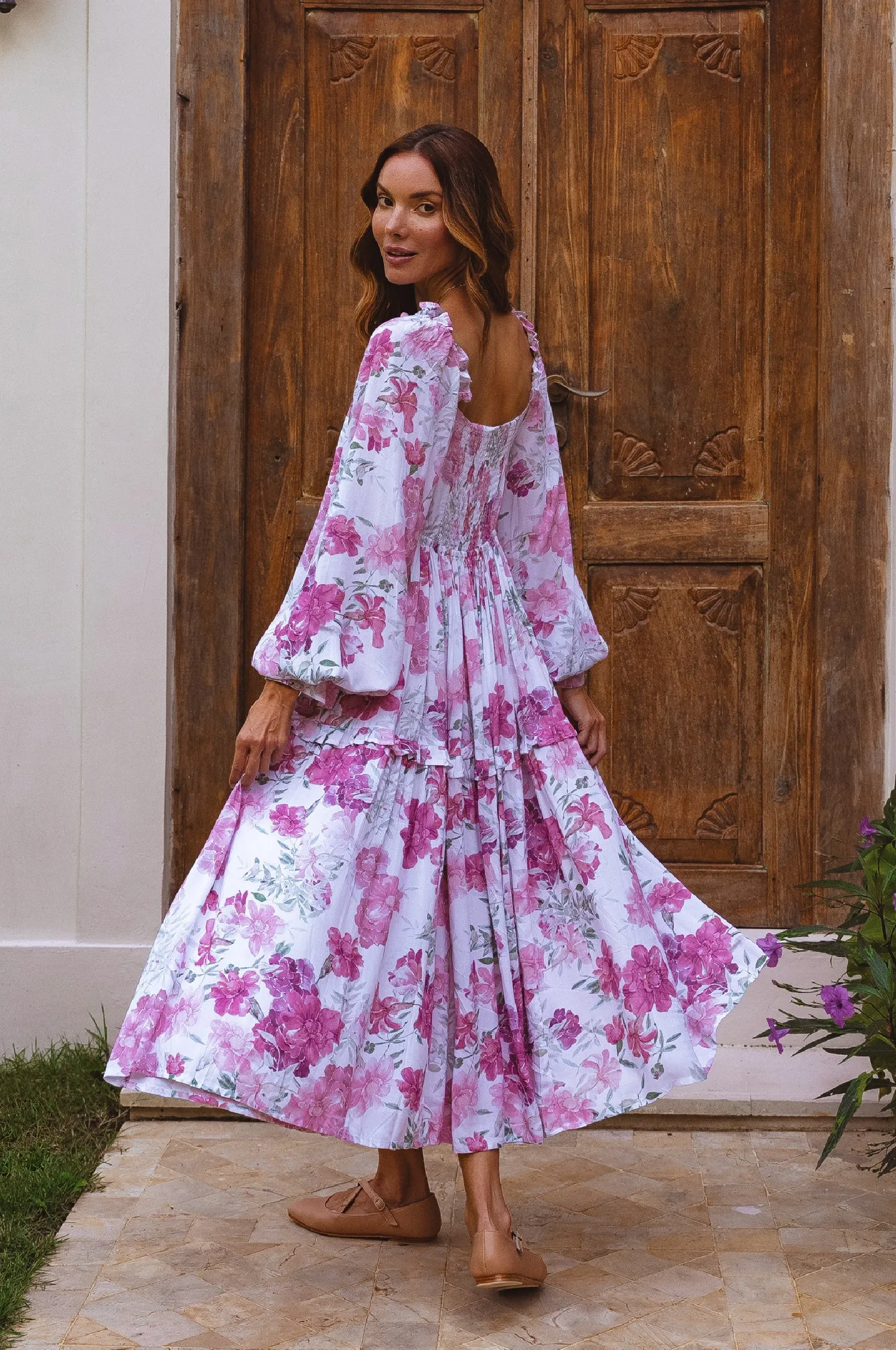Floriana Long Sleeve Midi Dress - Rose Peony sold by Folklore Shop product image thumbnail 3
