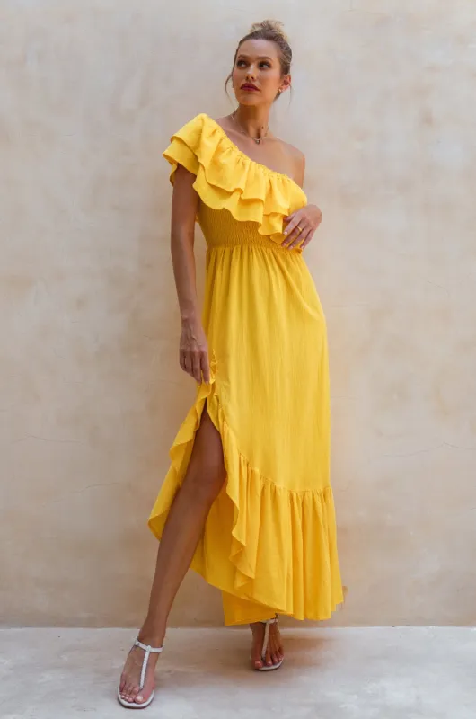 Guadalupe Ruffled Maxi Dress - Sunglow sold by Folklore Shop