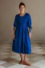 Freya Smocked Linen Midi Dress - Sapphire sold by Folklore Shop