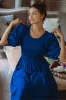 Freya Smocked Linen Midi Dress - Sapphire sold by Folklore Shop