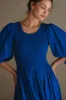 Freya Smocked Linen Midi Dress - Sapphire sold by Folklore Shop