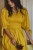Freya Smocked Linen Midi Dress - Amber sold by Folklore Shop