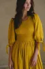 Freya Smocked Linen Midi Dress - Amber sold by Folklore Shop