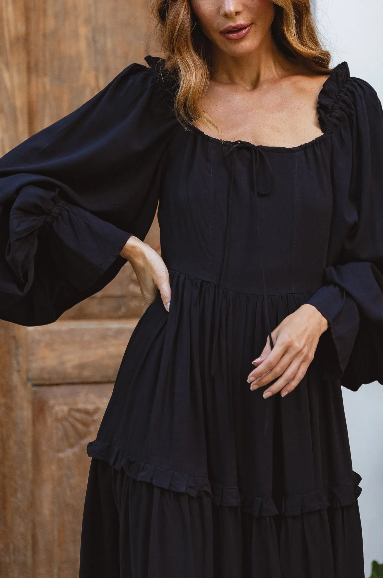 Floriana Long Sleeve Midi Dress - Black sold by Folklore Shop product image thumbnail 4
