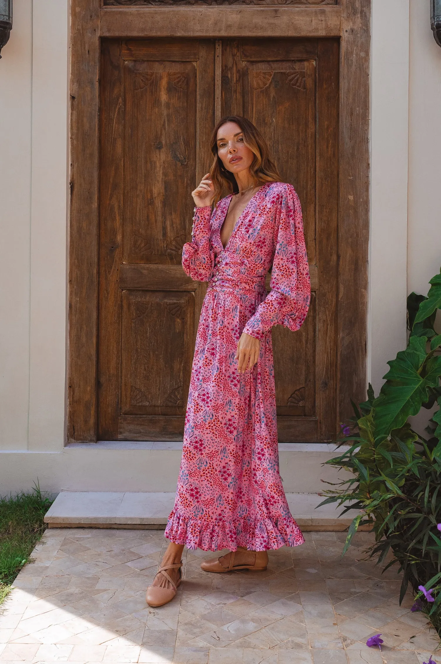 Elise Long Sleeve Maxi Dress - Paris Bloom sold by Folklore Shop