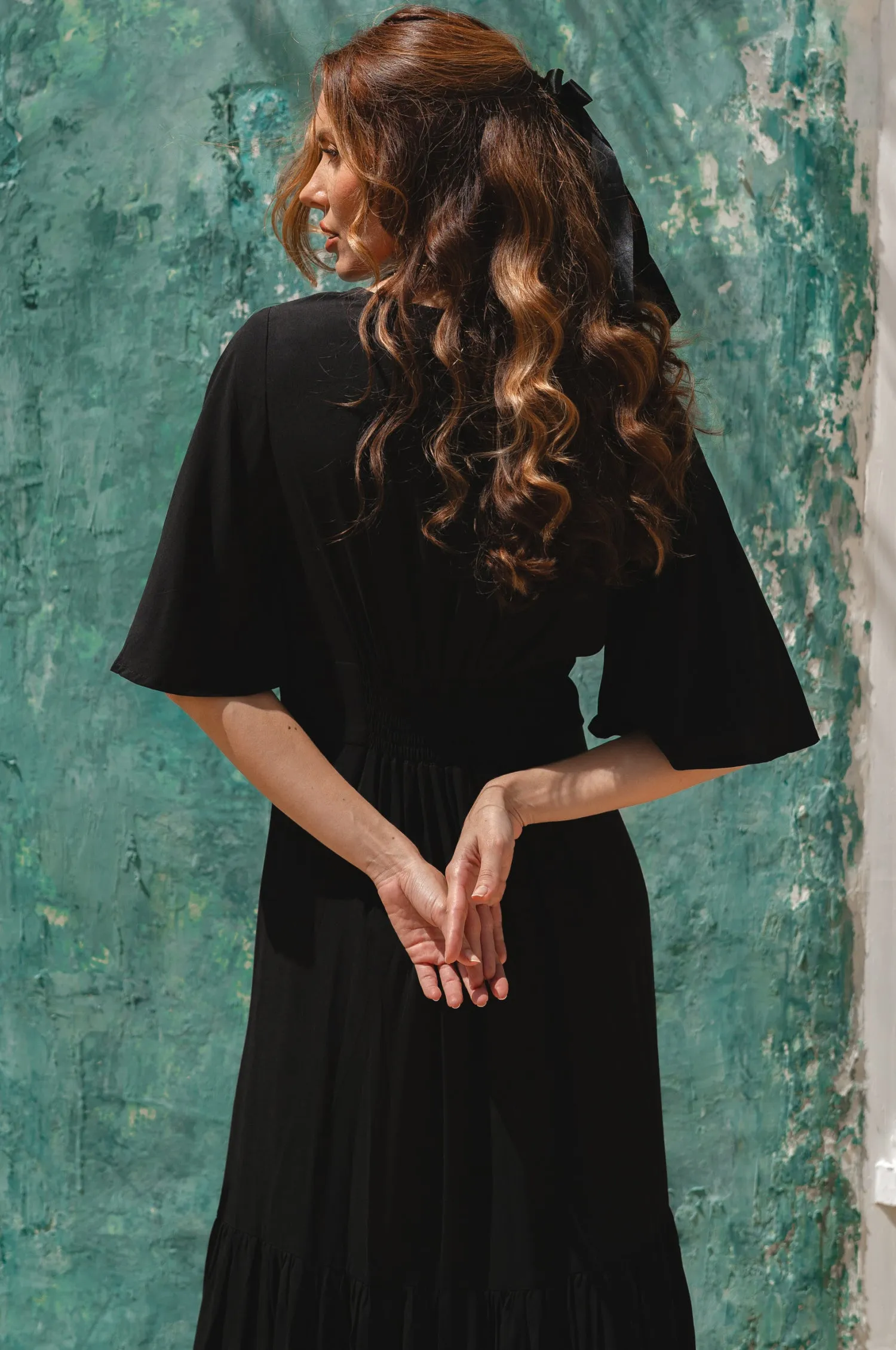 Donna Button Down Midi Dress - Black sold by Folklore Shop product image thumbnail 2
