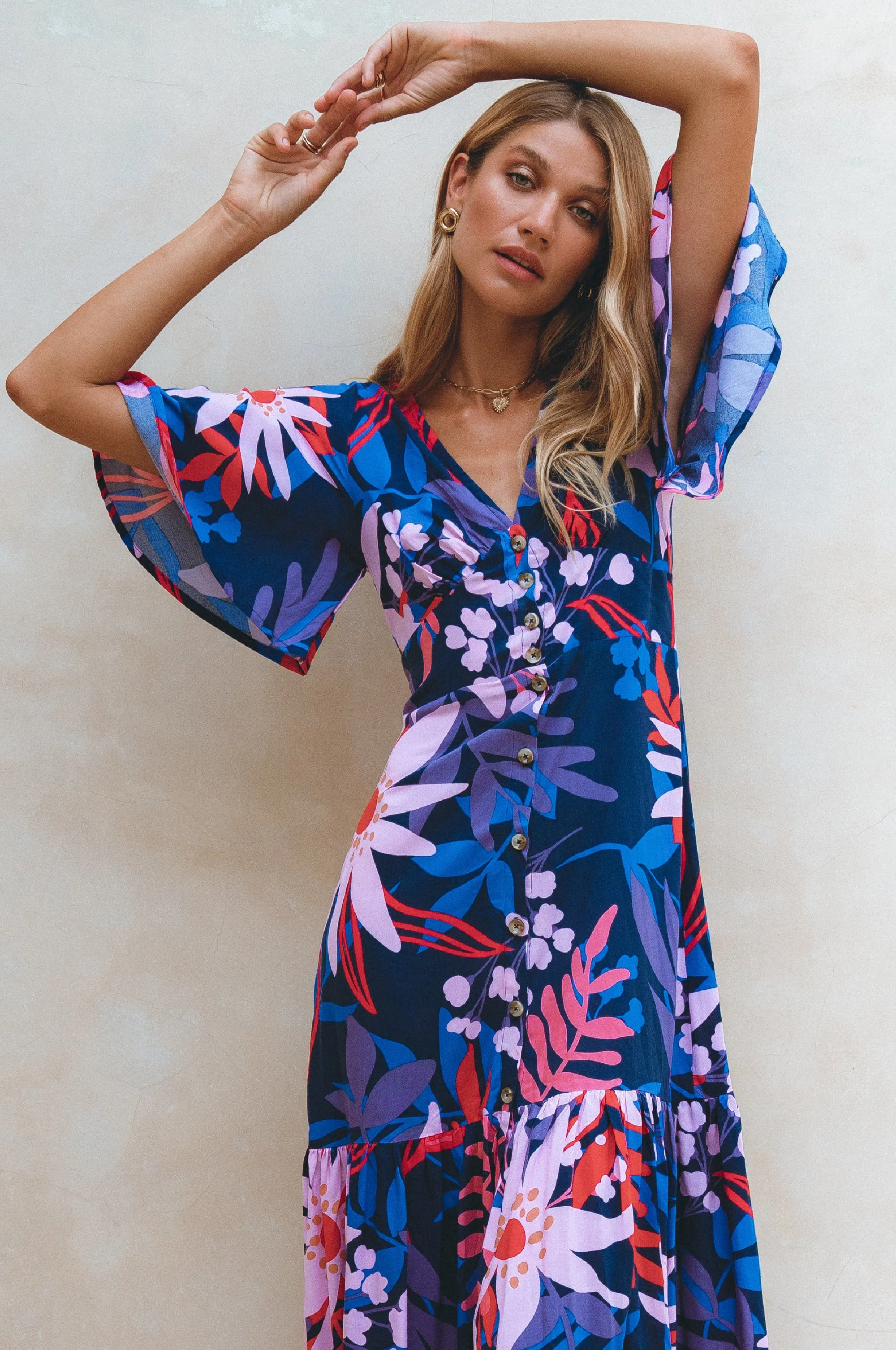 Donna Button Down Midi Dress - Tahiti sold by Folklore Shop product image thumbnail 4