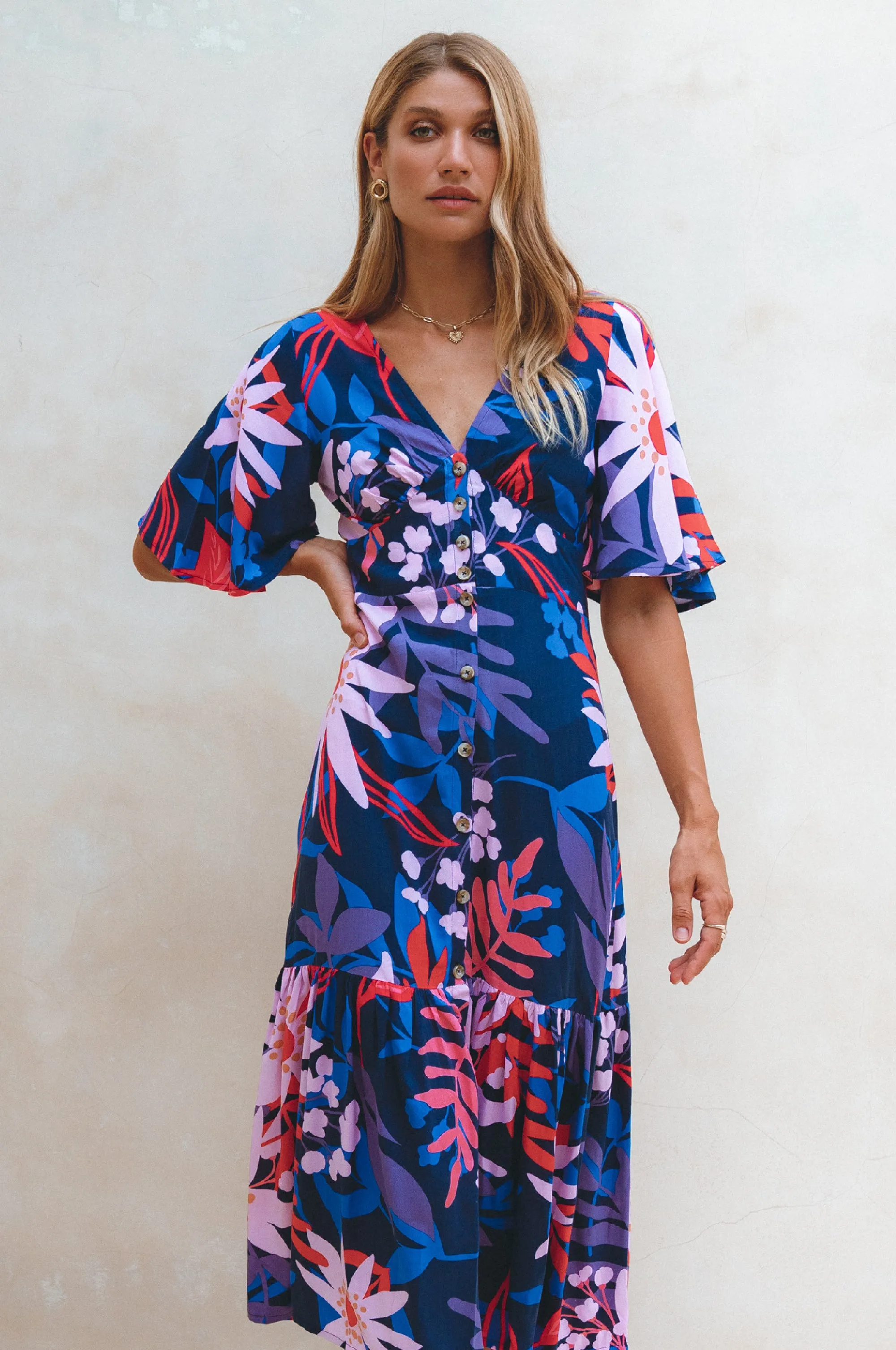 Donna Button Down Midi Dress - Tahiti sold by Folklore Shop product image thumbnail 2