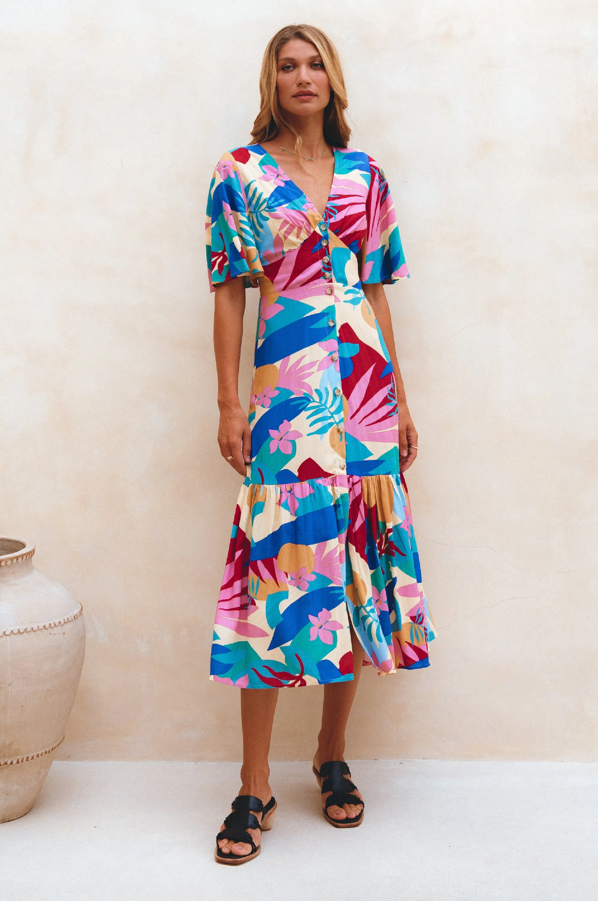 Donna Button Down Midi Dress - Havana sold by Folklore Shop product image thumbnail 3