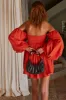 Chloie Empire Waist Linen Mini Dress - Cranberry sold by Folklore Shop