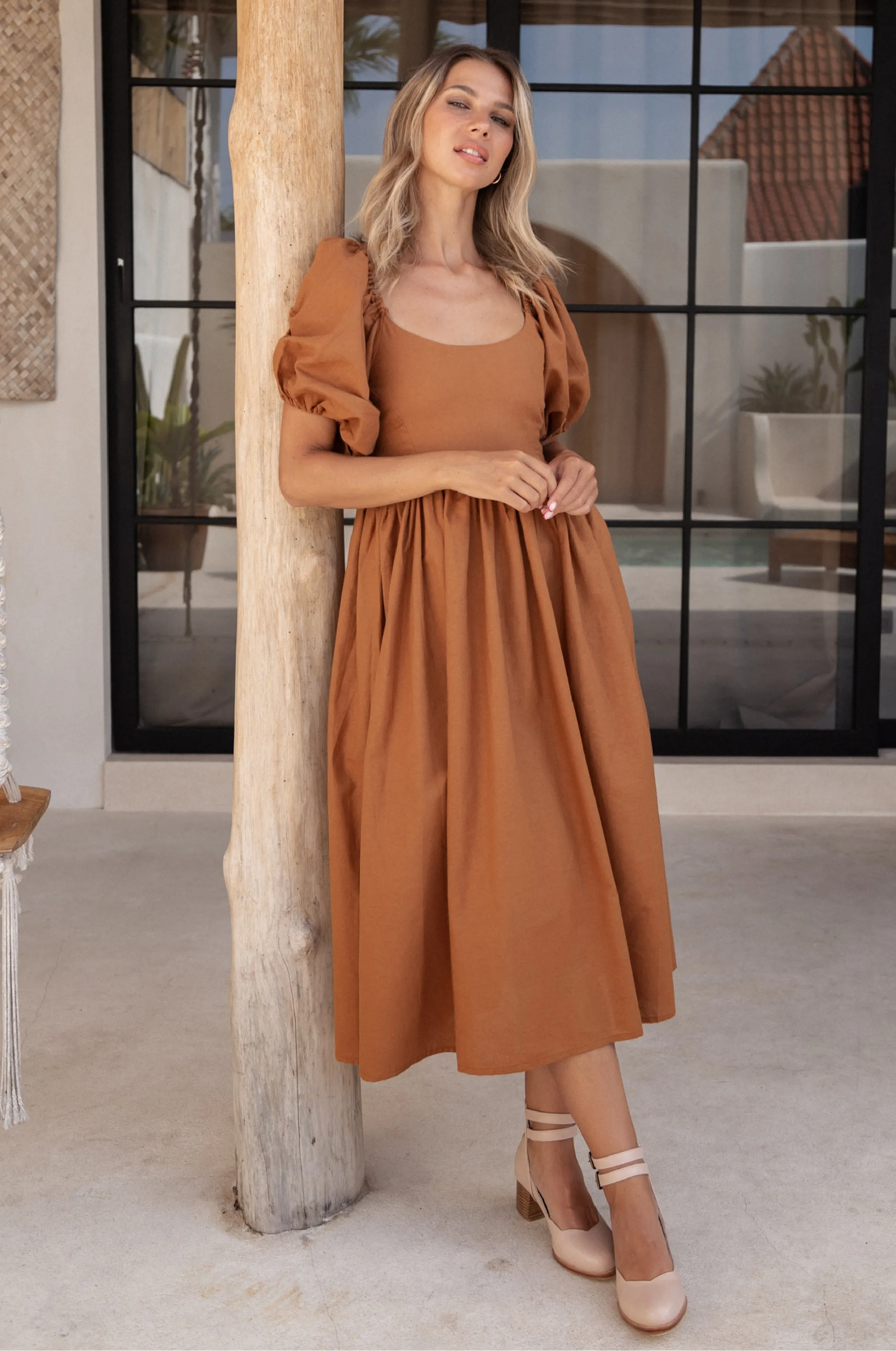 Cherie Puff Sleeve Midi Dress - Hazel sold by Folklore Shop product image thumbnail 3