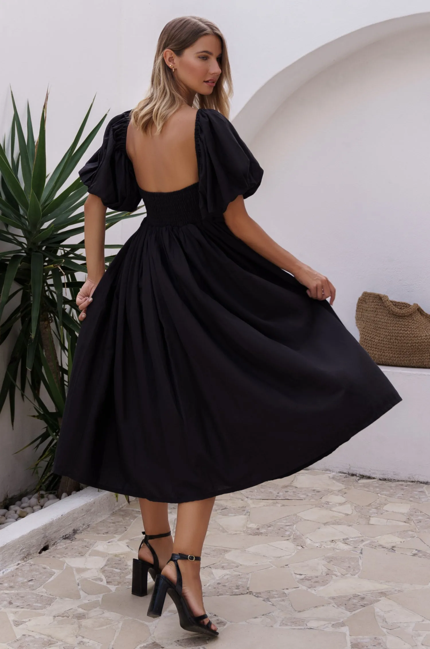 Cherie Puff Sleeve Midi Dress - Black sold by Folklore Shop product image thumbnail 4