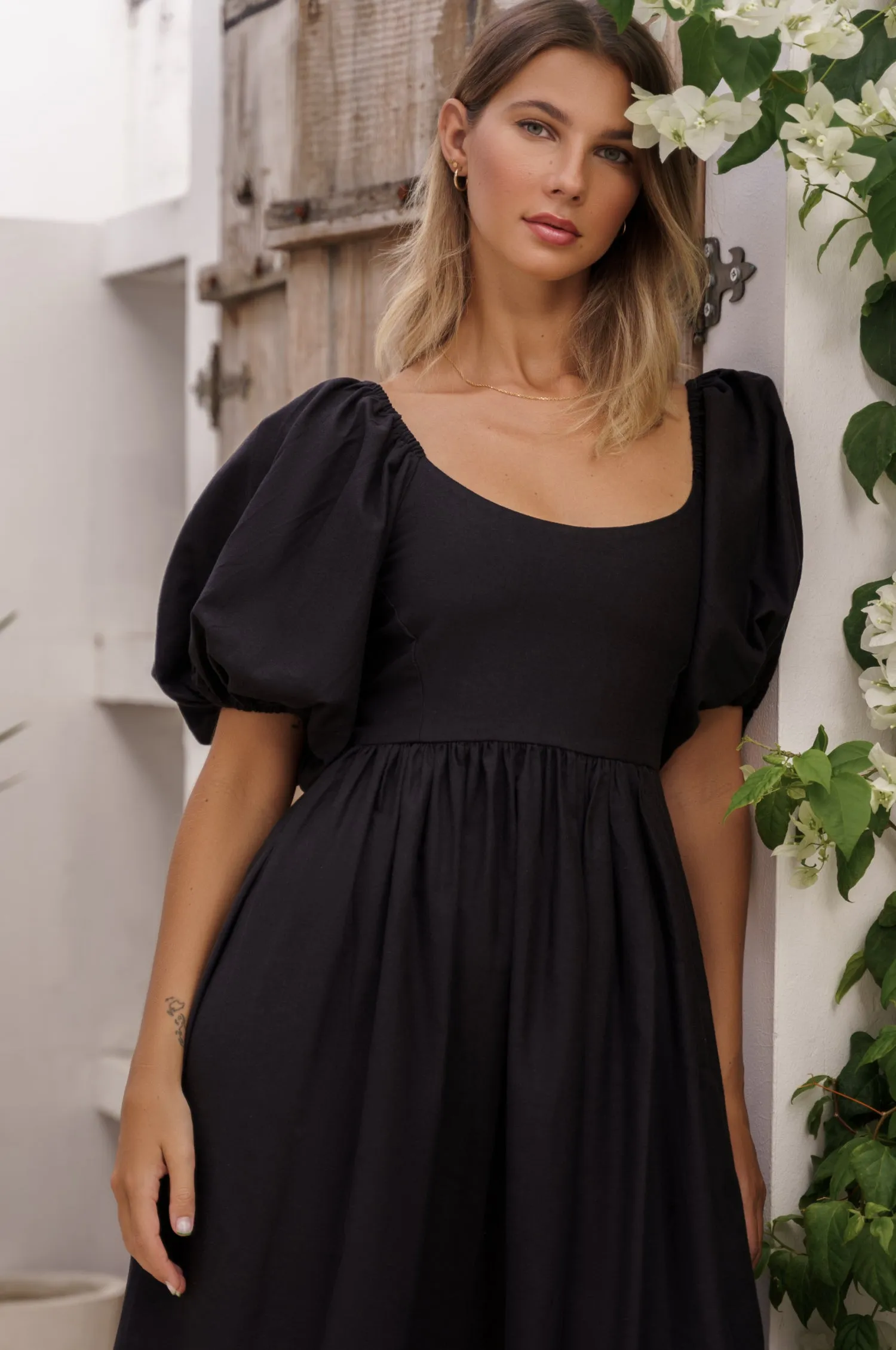 Cherie Puff Sleeve Midi Dress - Black sold by Folklore Shop product image thumbnail 2
