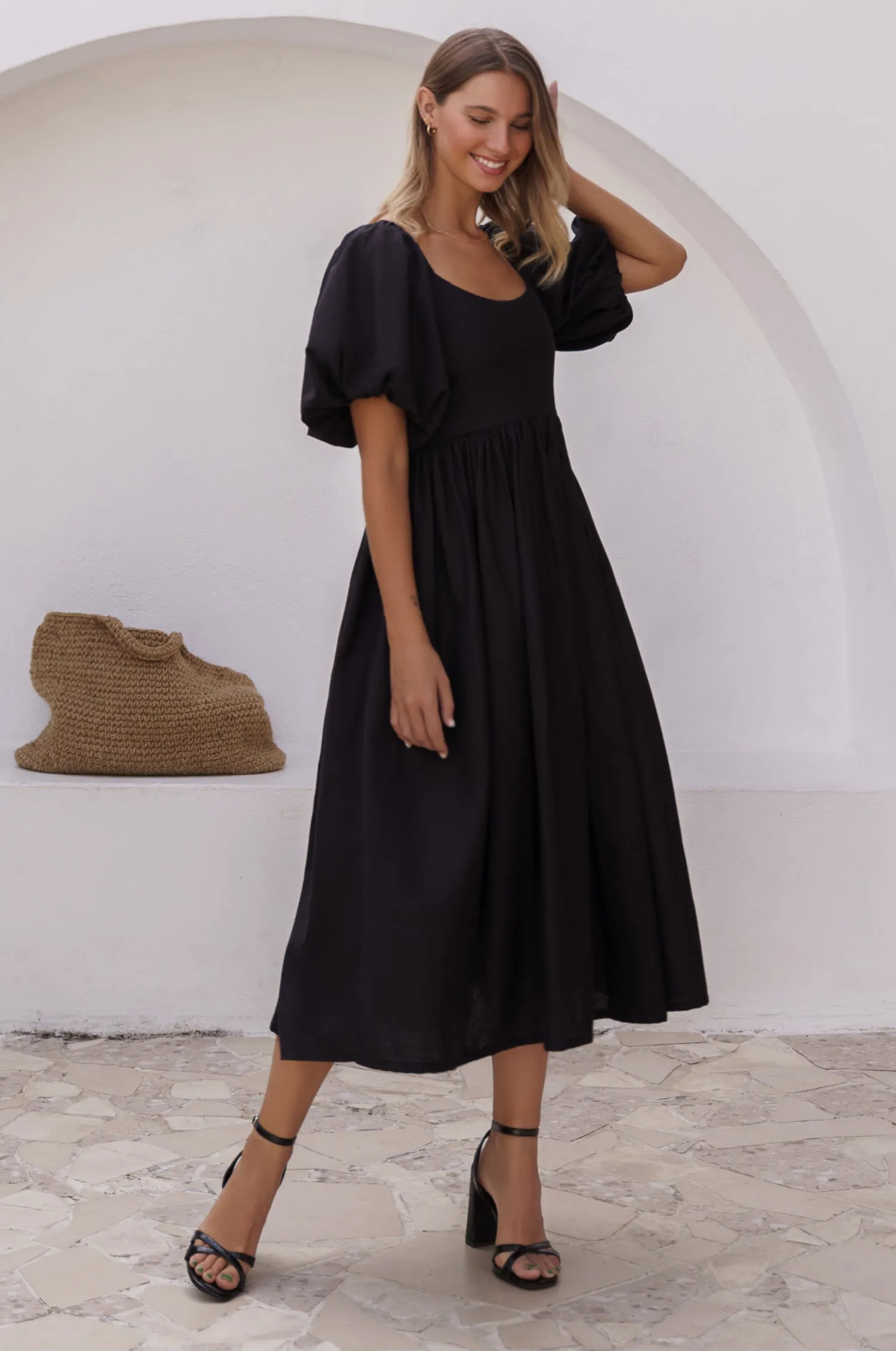 Cherie Puff Sleeve Midi Dress - Black sold by Folklore Shop product image thumbnail 3