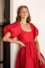 Cherie Puff Sleeve Midi Dress - Red sold by Folklore Shop