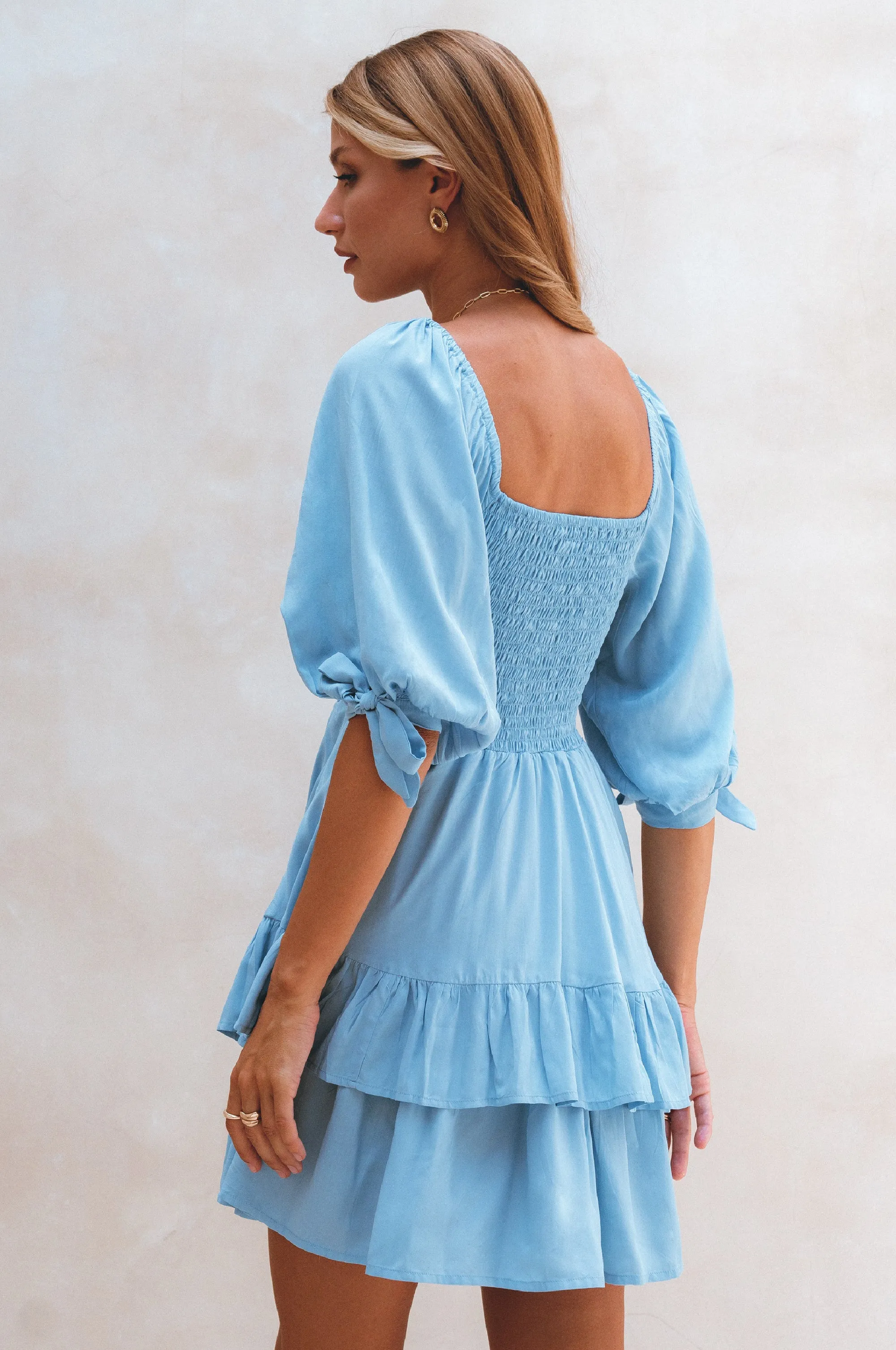 Cha-Cha Ruffle Mini Dress - Soft Blue sold by Folklore Shop product image thumbnail 4