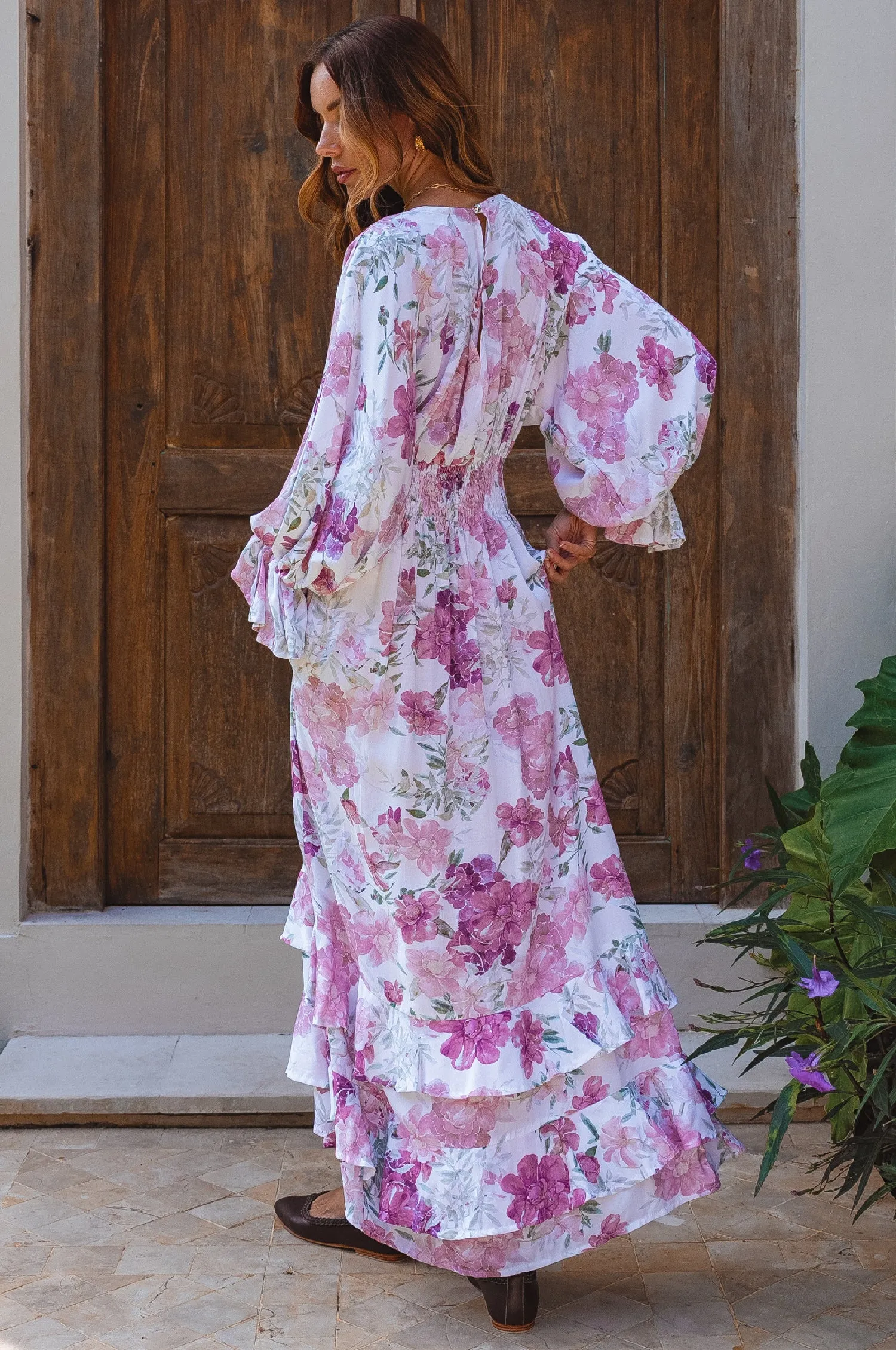 Ava Long Sleeve Ruffle Maxi Dress - Rose Peony sold by Folklore Shop product image thumbnail 2