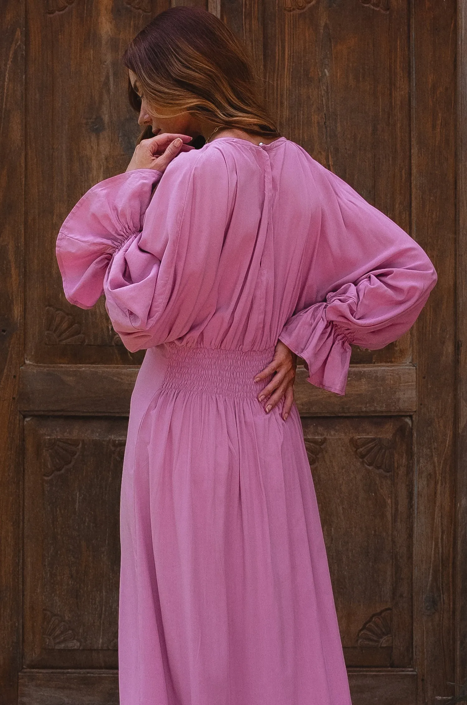 Ava Long Sleeve Ruffle Maxi Dress - Mauve sold by Folklore Shop product image thumbnail 4