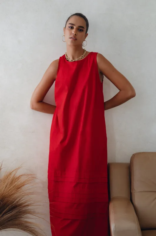 Beloved Cara Slip on Cotton Maxi Dress - Red sold by Folklore Shop