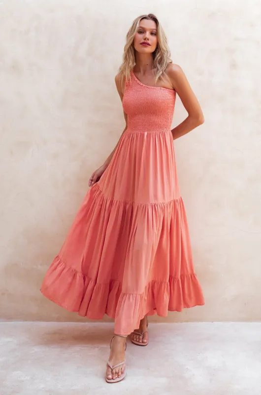 Cassandra One Shoulder Maxi Dress - Peach sold by Folklore Shop