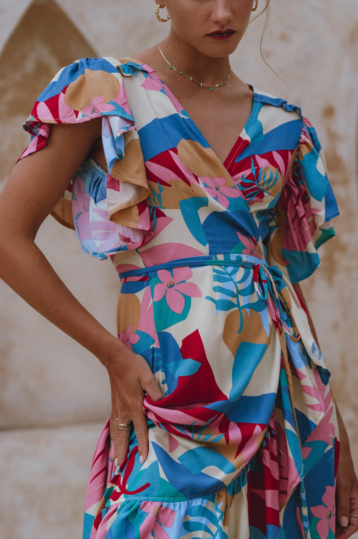 Carmen Wrap Maxi Dress - Havana sold by Folklore Shop product image thumbnail 2