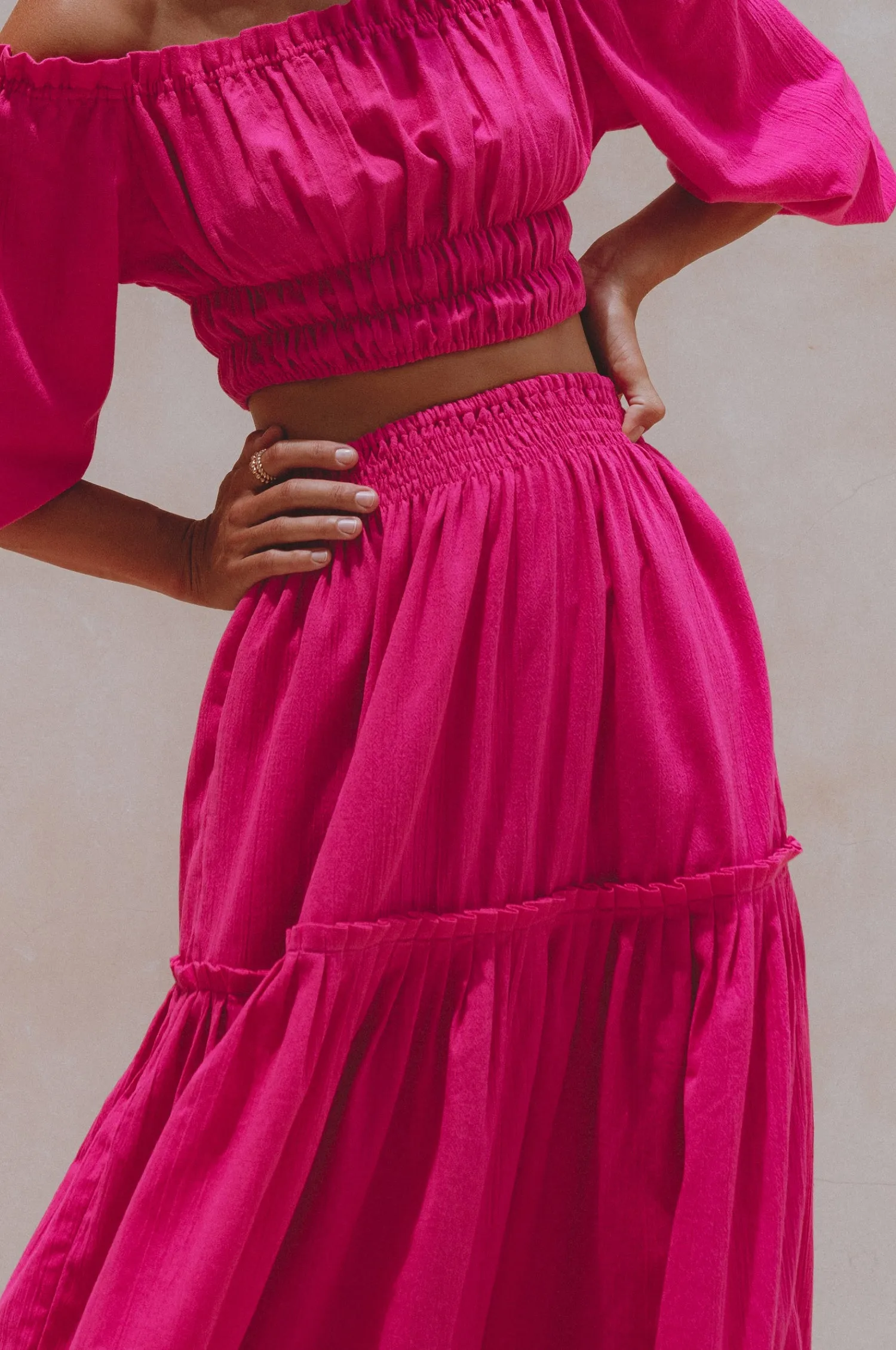 Annabelle Boho Linen Maxi Skirt - Magenta sold by Folklore Shop product image thumbnail 3
