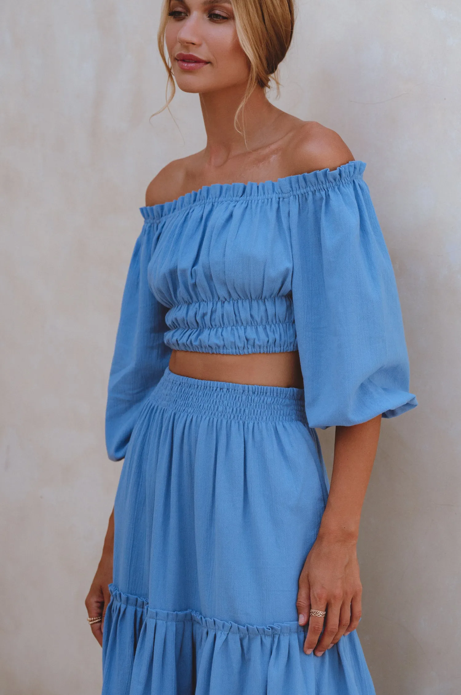 Annabelle Boho Linen Maxi Skirt - Azure sold by Folklore Shop product image thumbnail 4