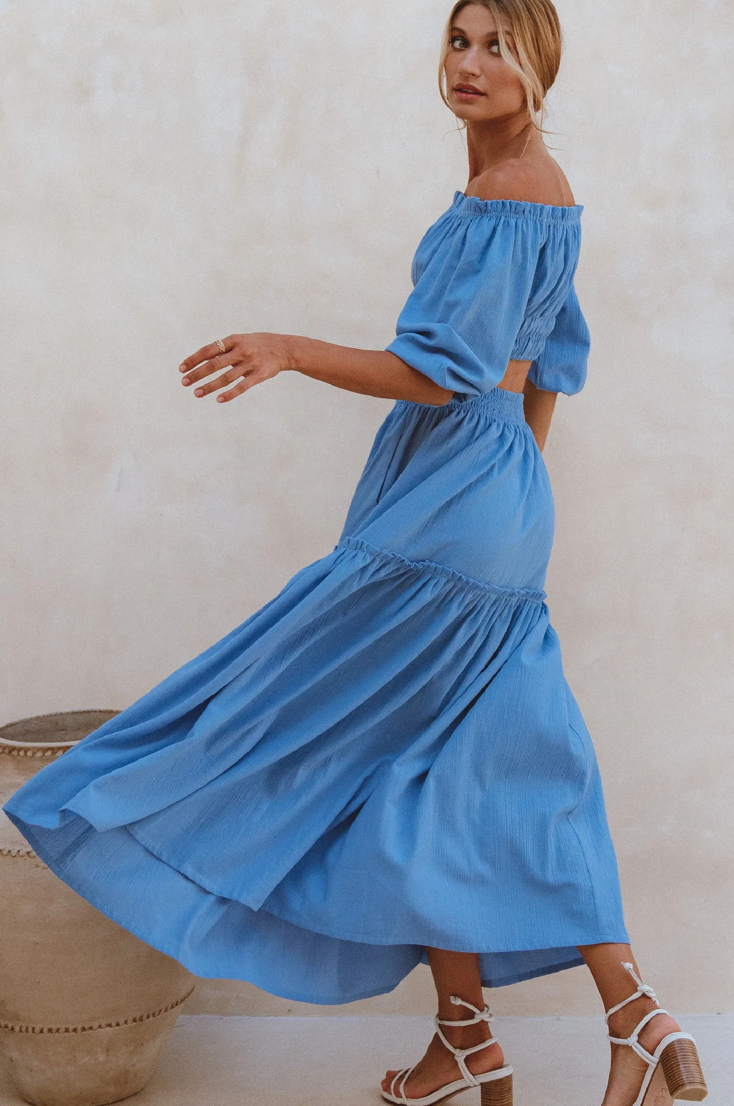 Annabelle Boho Linen Maxi Skirt - Azure sold by Folklore Shop product image thumbnail 3