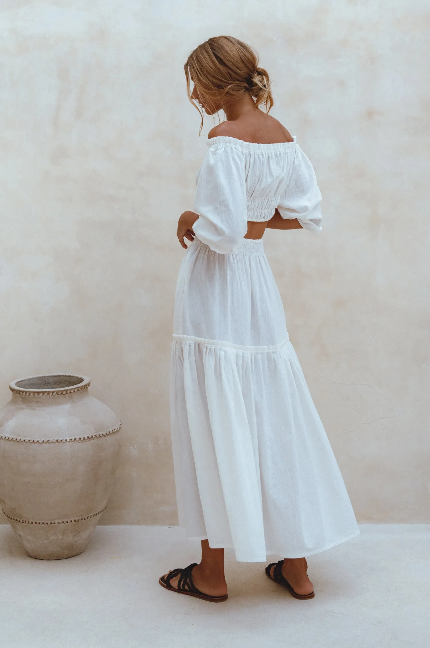 Annabelle Boho Linen Maxi Skirt - White sold by Folklore Shop product image thumbnail 3