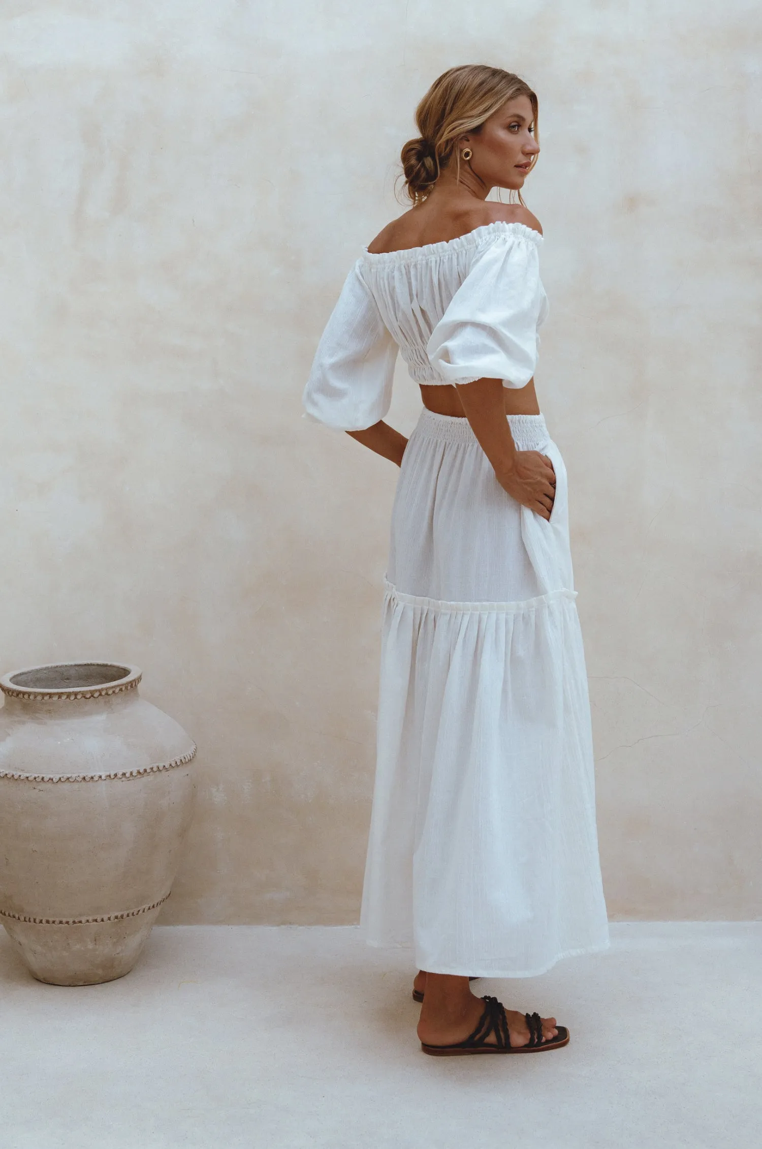 Annabelle Boho Linen Maxi Skirt - White sold by Folklore Shop product image thumbnail 4